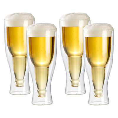 infactory Doppelwandige Pilsgläser: Doppelwandiges Bierglas 0,33 l im 4er-Set