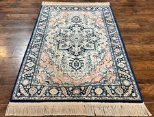 Karastan Blue Heriz Rug #748 Wool Vintage Carpet 4.3 x 6 Discontinued 700 Series