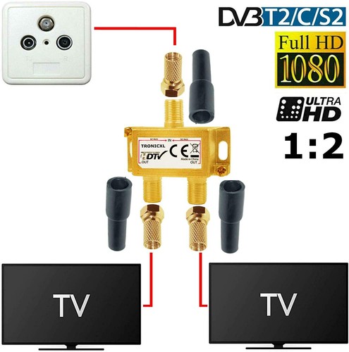 Splitter satélite 2x HD apto distribuidor de antena digital distribuidor de TV para cable - Imagen 3 de 4