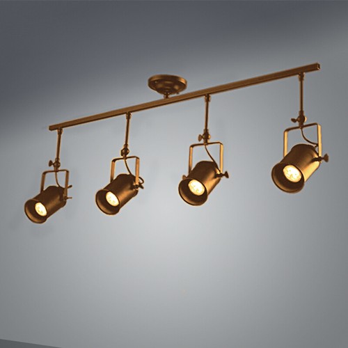 Modern 4 Heads Spotlight Adjustable Track Light Semi Flush Mount Ceiling Light - Picture 5 of 10
