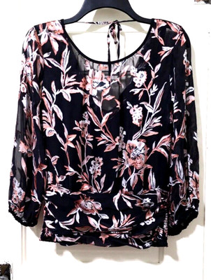 FLASH SALE!! White House Black Market SILK VELVET Shirt Top 6 Small Coral Silver