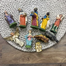 Vintage Nativity Set 10 Piece Paper Mache Made in Italy Baby Jesus Mary & More