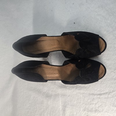 Chie Mihara Shoes D'Orsay High Block Heel Black Suede Heels Open Toe Sz 39.5 9.5