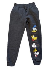 Disney Mickey Friends Joggers Kids Small Gray Donald Goofy Pluto GUC