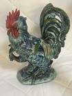 Vintage Majolica Ceramic Rooster Figurine Blue Green Kitchen Farmhouse Decor — photo 3