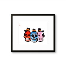 Day of the Dead Skulls in hats14x11 original on paper Home Decor Interior Design