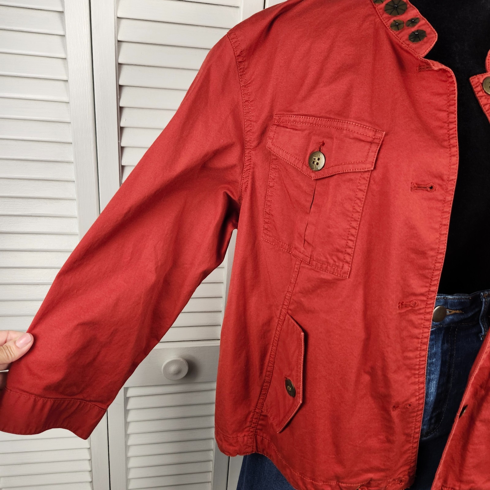 Ruby Rd Utility Jacket 16 Burnt Orange copper emb… - image 5