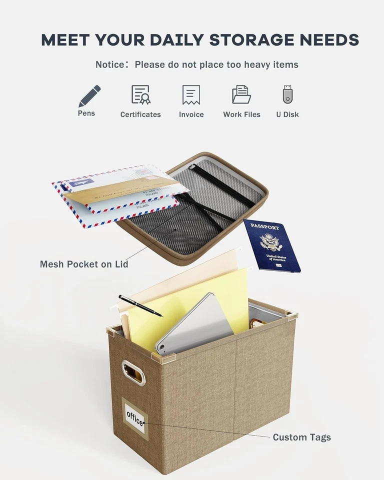 Caja de archivos tejida color topo - Umbral™: organizador de escritorio de oficina, soporte para suministros, Foto 4 de 4