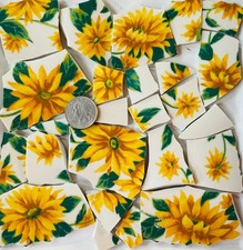 Broken China Mosaic Tile Arts and Craft Supplies - Yellow Flowers F350