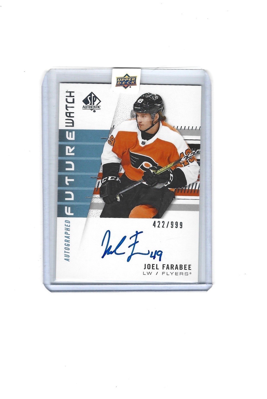 2019-20 SP Authentic Future Watch Joel Farabee Auto RC 422/999 #216 Rookie
