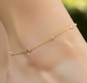 Authentic Charming Gold Color Beaded Anklet 18K Gold Plated Designer Anklet For Women