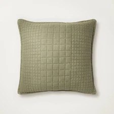 26"x26" Quilt Euro Square Throw Pillow Green - Hearth & Hand with