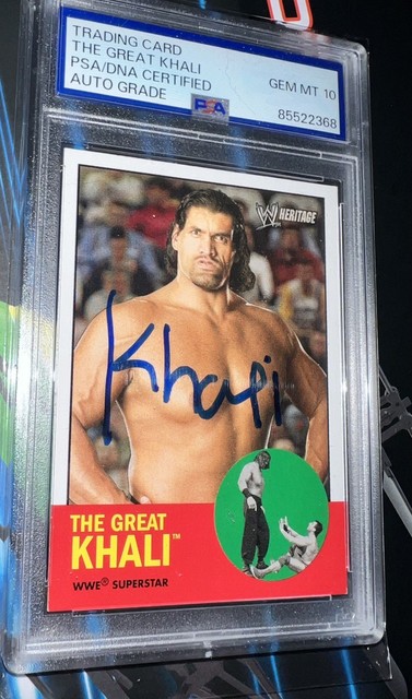 2007 Great Khali Autographed Topps Card WWE PSA Auto Gem  Mint 10 Rookie Card RC