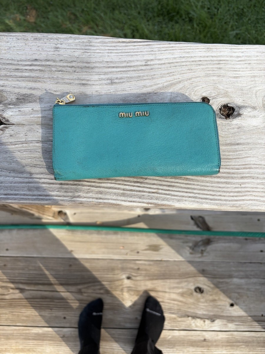 Miu Miu Teal Zip-Around Wallet for Women Long -Fair condition