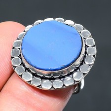 Blue Chalcedony 925 Sterling Silver Gemstone Handmade Jewelry Ring 7" NS 25137