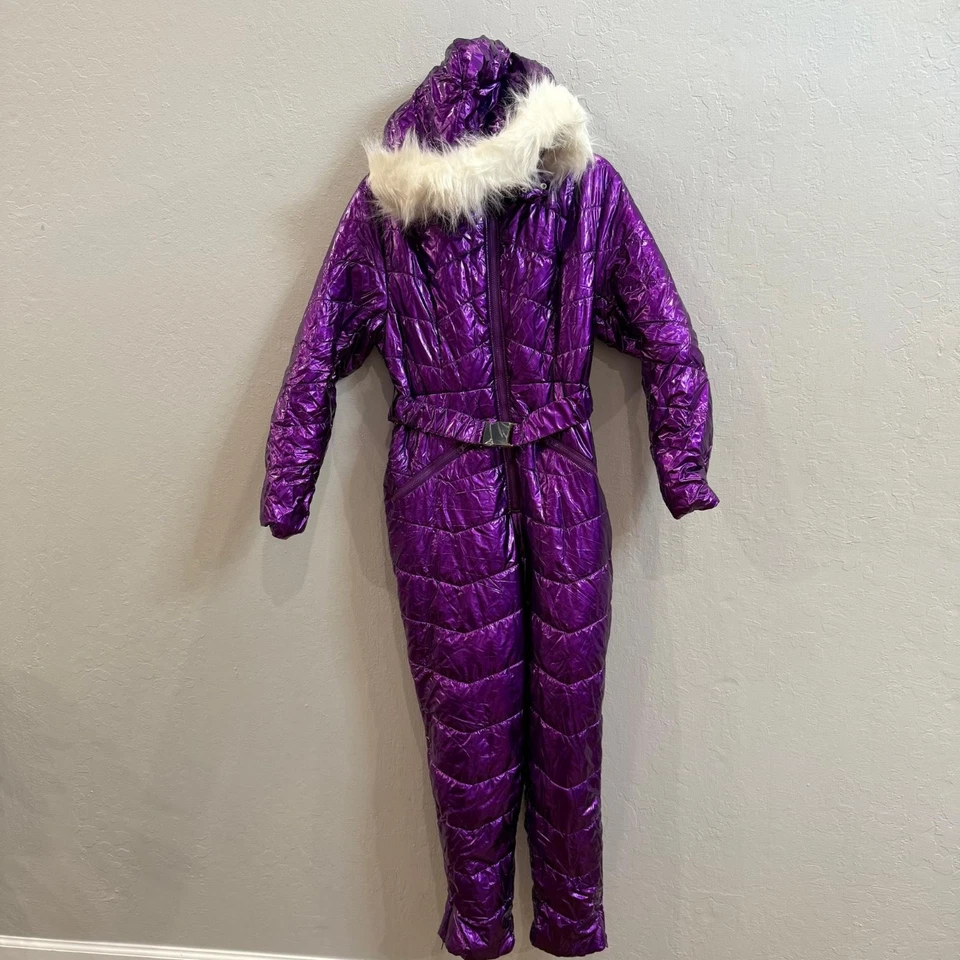 Traje de nieve violeta para mujer Traje de esquí aislado de una pieza, snowboard – Talla pequeña Foto 3 de 4
