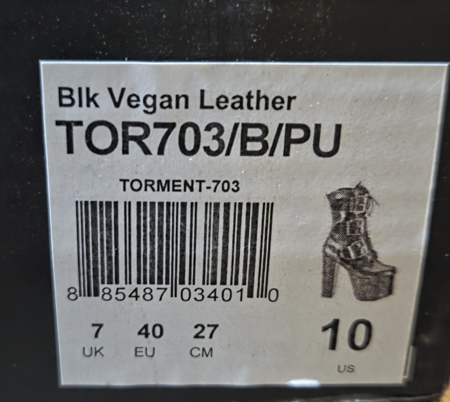 DEMONIA Torment - 703 Black Vegan Leather Platform Boots Sz 10