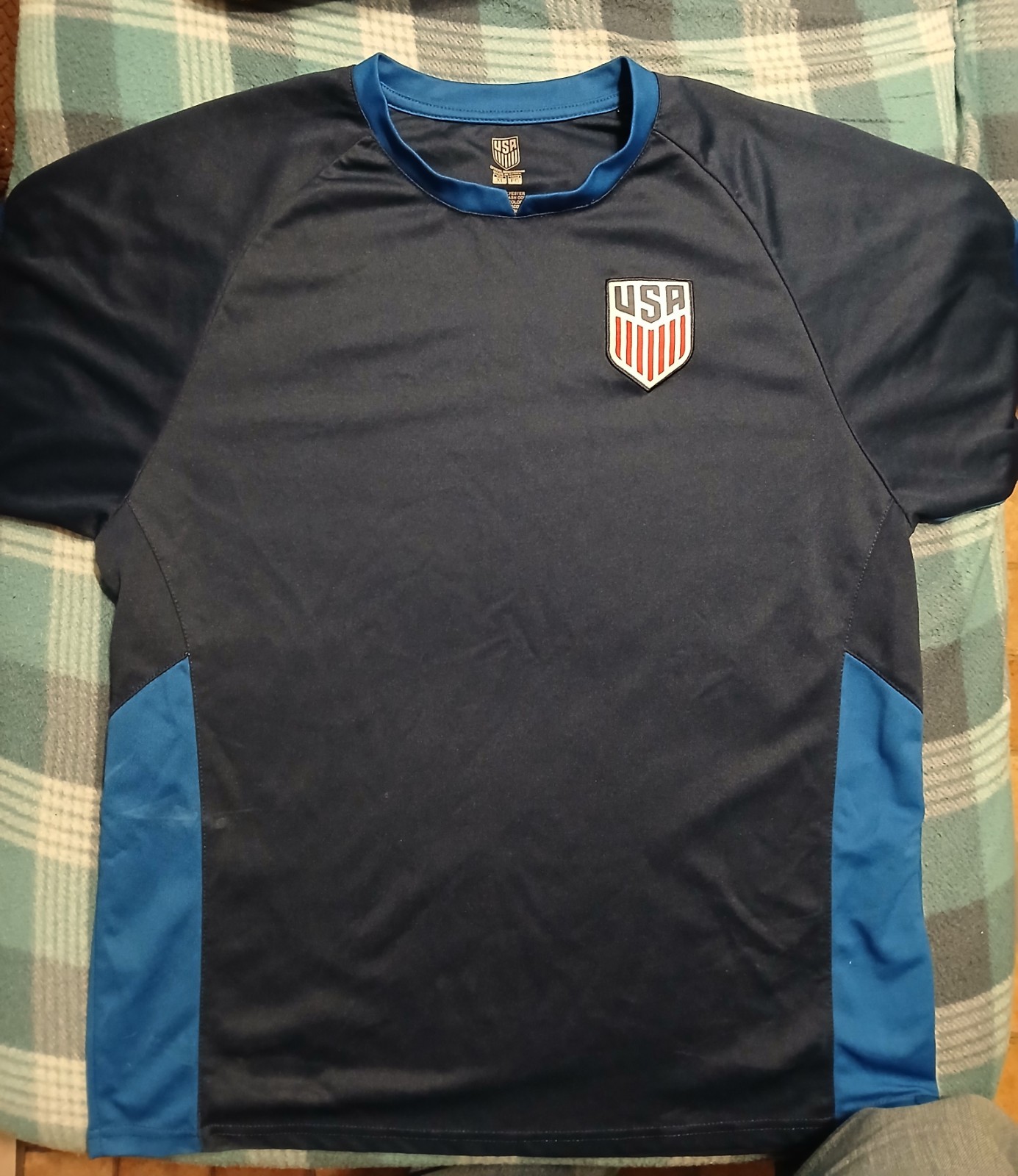 U.S. Soccer USMNT Soccer Youth Soccer Poly Shirt Navy Sz XL