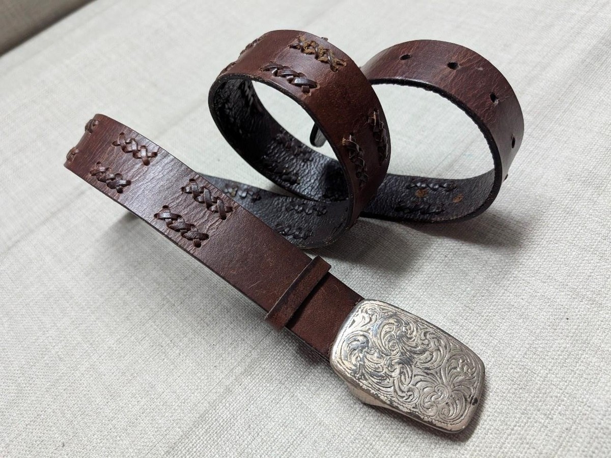 Vintage Braided Brown Leather Belt_38 Woven Belt - Brown – BODE main image 3