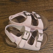 Lucky Brand Girls Pink Sandals Buckle Adjustable Strap Flat Rubber Sole Summer
