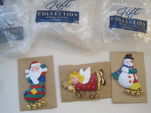 3 Vintage Avon Jingle Refrigerator Magnets Christmas Santa Angel Snowman NICE
