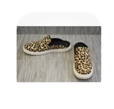 Leopard Mules Sole Society Belynda-4 Genuine Calf Hair Slides Women's Size 7.5M
