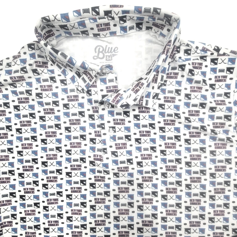 Polo azul 84 New York Rangers estampado de hockey para hombre golf atlético blanco Foto 3 de 4