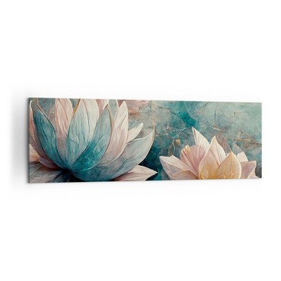 Wandbilder 160x50cm Leinwandbild Blumen Deco Lotus Groß XXL Bilder Wanddeko