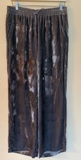 Johnny Was Jade Sloane Gray Velvet Wide Leg Silk Pants Size M