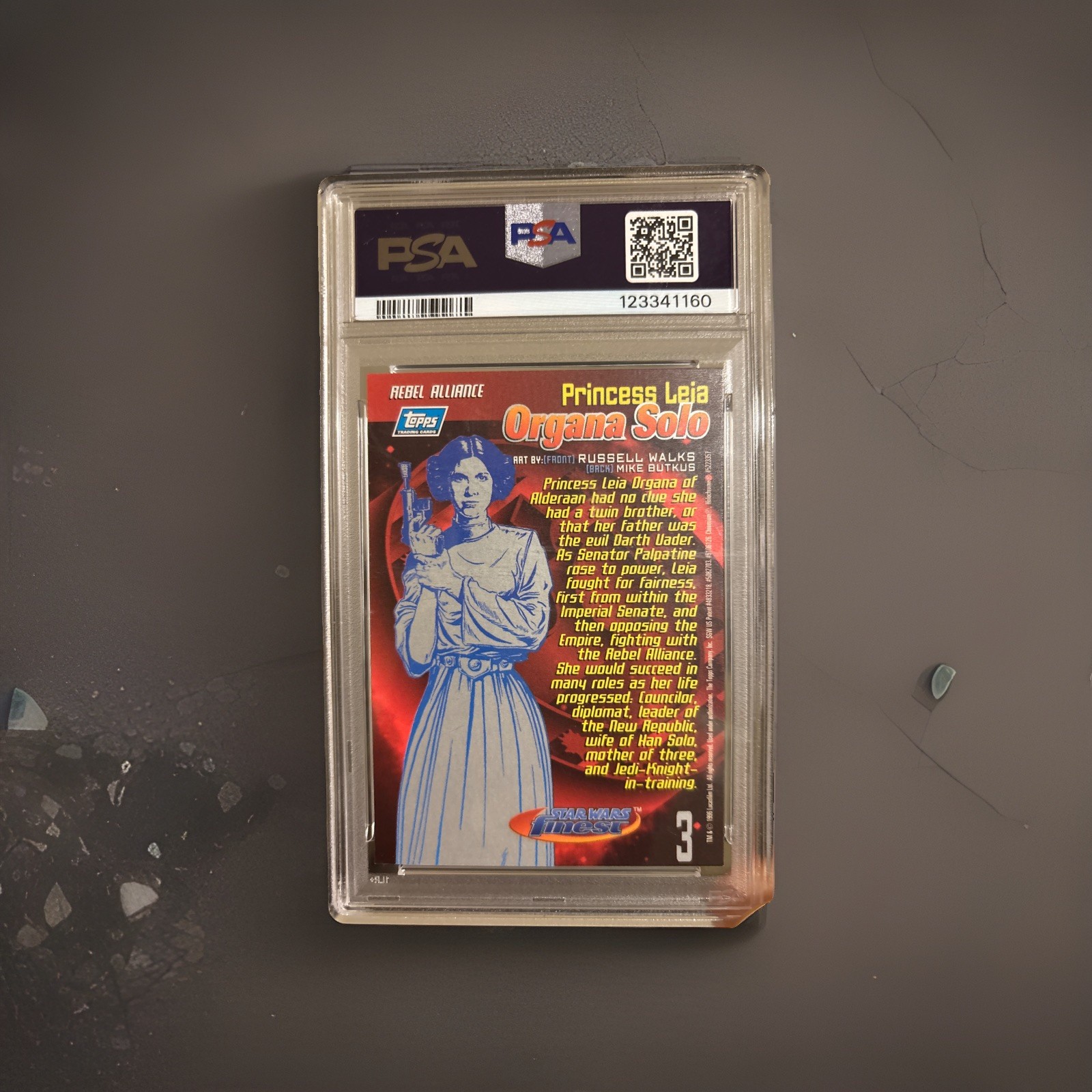 1996 Topps Star Wars Princess Leia Rebel Alliance #3 Finest PSA 9 Mint view 2