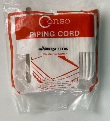 Vintage SEALED Conso Washable Cotton Piping Cord White 15 yards Aprx 3/16  Width