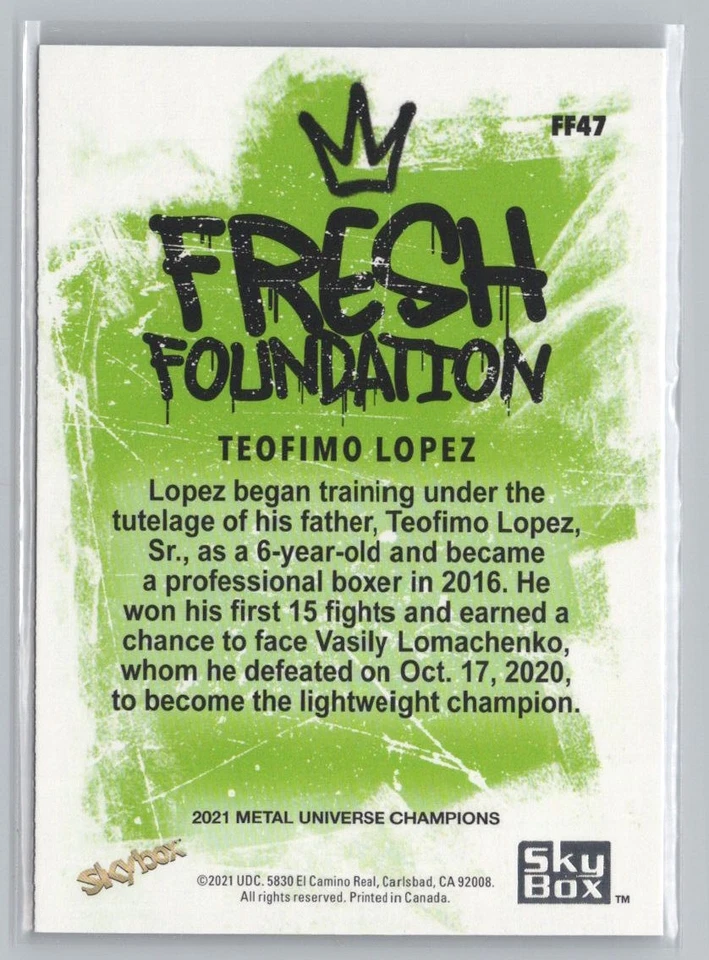 2021 SkyBox Metal Universe Champions Teofimo Lopez Fresh Foundation #FF47 D - Image 2 of 2