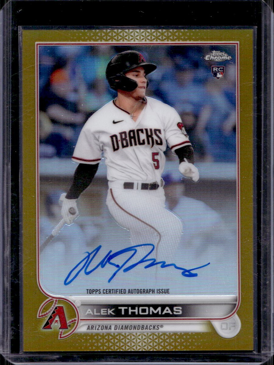 Alek Thomas 2022 Topps Chrome #RA-AT Rookie Auto Gold Refractor #44/50