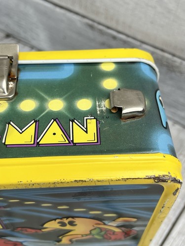 AS-IS No Handle No Thermos 1980 Pac Man Tin Metal Lunchbox Bally Video Game - Picture 11 of 24