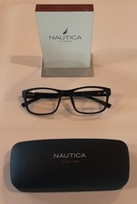 Nautica N8175 005 Black W/Blue Trim Optical Eyeglasses Frame 56-18-145 W/Case