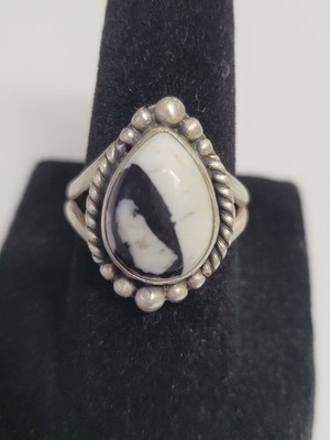 White Buffalo - size 7 Ring - SS 925 - handmade - full silver back