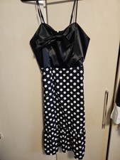 Kleid Gr. 44 Schwarz Weiss Gepunktet  Träger...