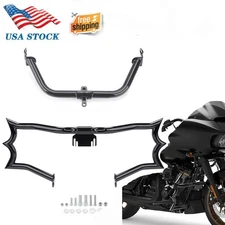 Gloss Black Engine Guard Crash Bar & Fairing Support For Harley Road King 09-25