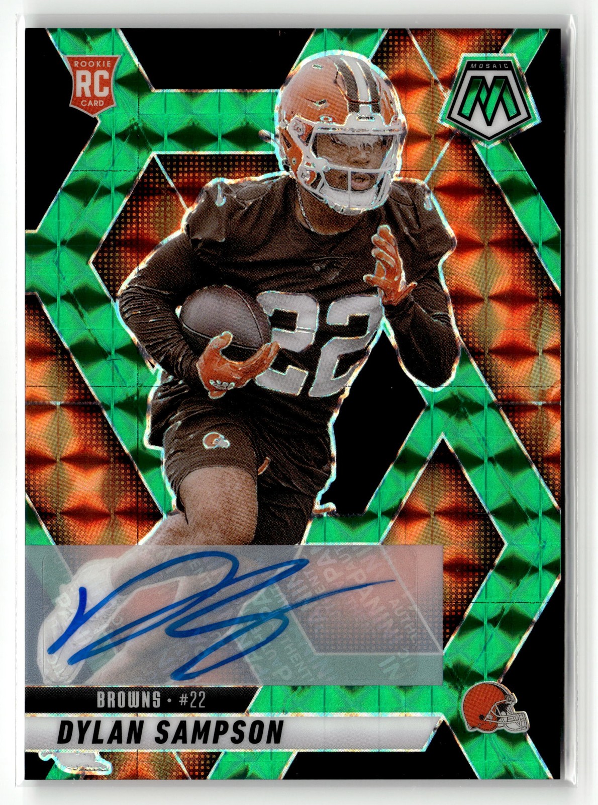 Dylan Sampson Rookie Auto 2025 Mosaic #355 Choice Fusion Green and Black #/25