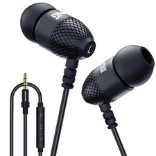 Wired Durable Metal Earphones Earbuds w Microphone and Volume Control, Deep