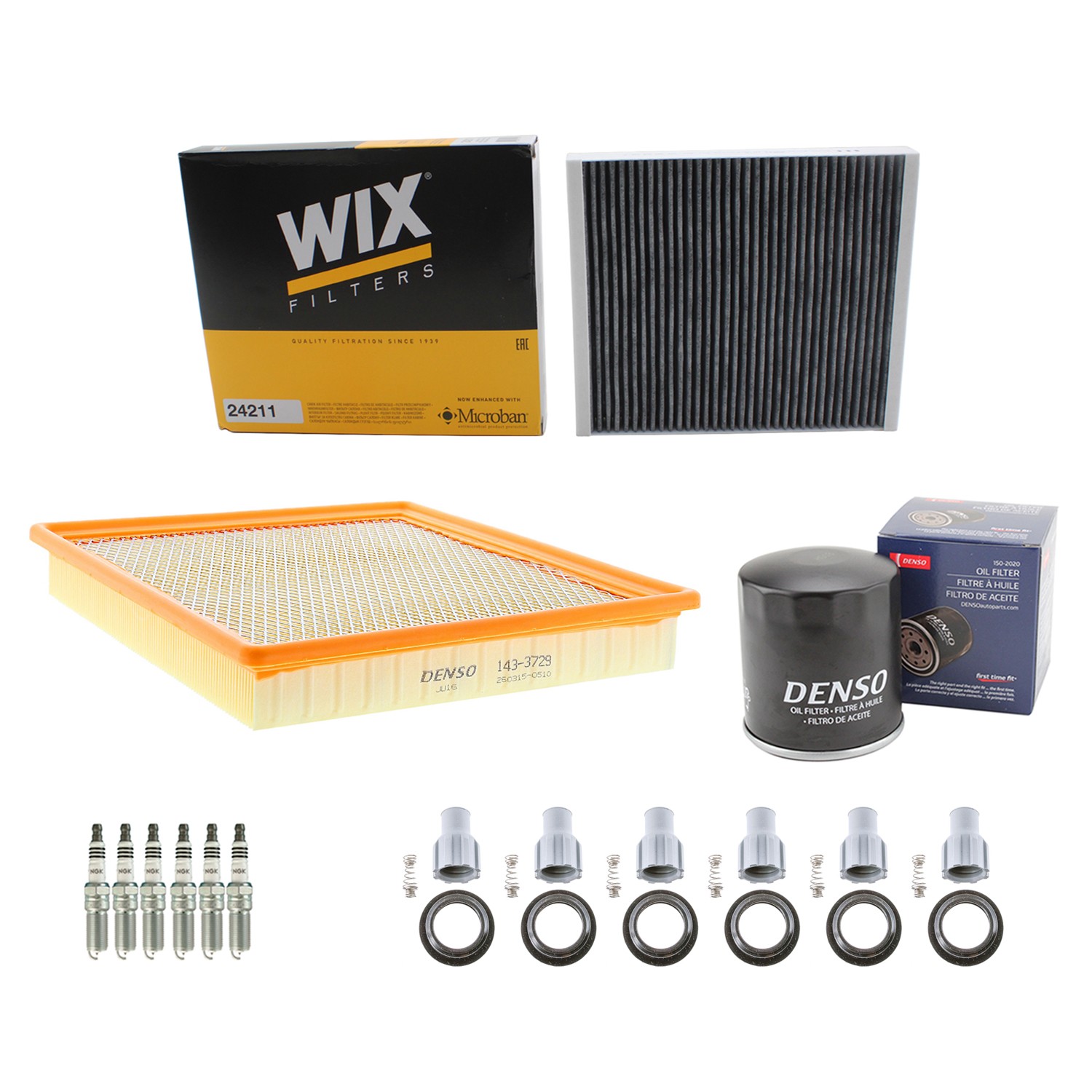 Denso Tune Up Kit NGK 6 Spark Plugs  Boots Kit for Cadillac XTS 3.6 V6 Vin 3