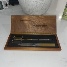 VTG Solingen Desk Set Germany Letter Opener AS Italy Scissors With Wood Case
