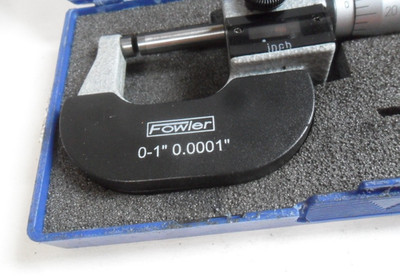 Used Fowler 0-1 Inch Micrometer 0.0001 Inch Resolution In Box Sold As-Is