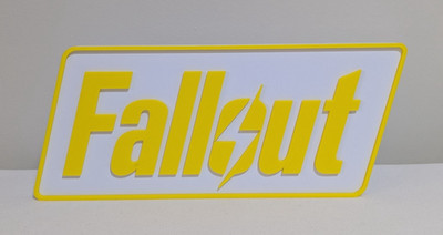 Fallout Logo YELLOW Plaque Post-apocalyptic Wasteland Vault Tec Gaming 3D Print