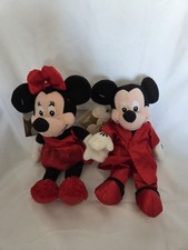 Disney Store Pajama Mickey 8"  Pajama Minnie 8" Mini Bean Bag Plush