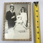 Black & White Wedding Photo Gold Frame Vintage 1950s 60s Funny Humorous Couple — photo 3