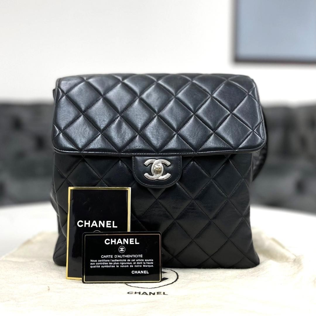 CHANEL W-Face Matelasse Lambskin Shoulder Bag No4 in Black #PG7ALW