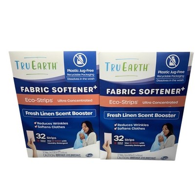 Tru Earth Fabric Softener Eco-Strips Fresh Linen Scent Booster 64 Count 2 Pack