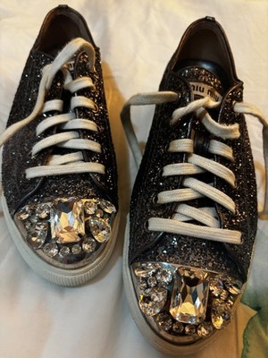 Mui Mui women's glitter sneaker style shoe size 37 with 