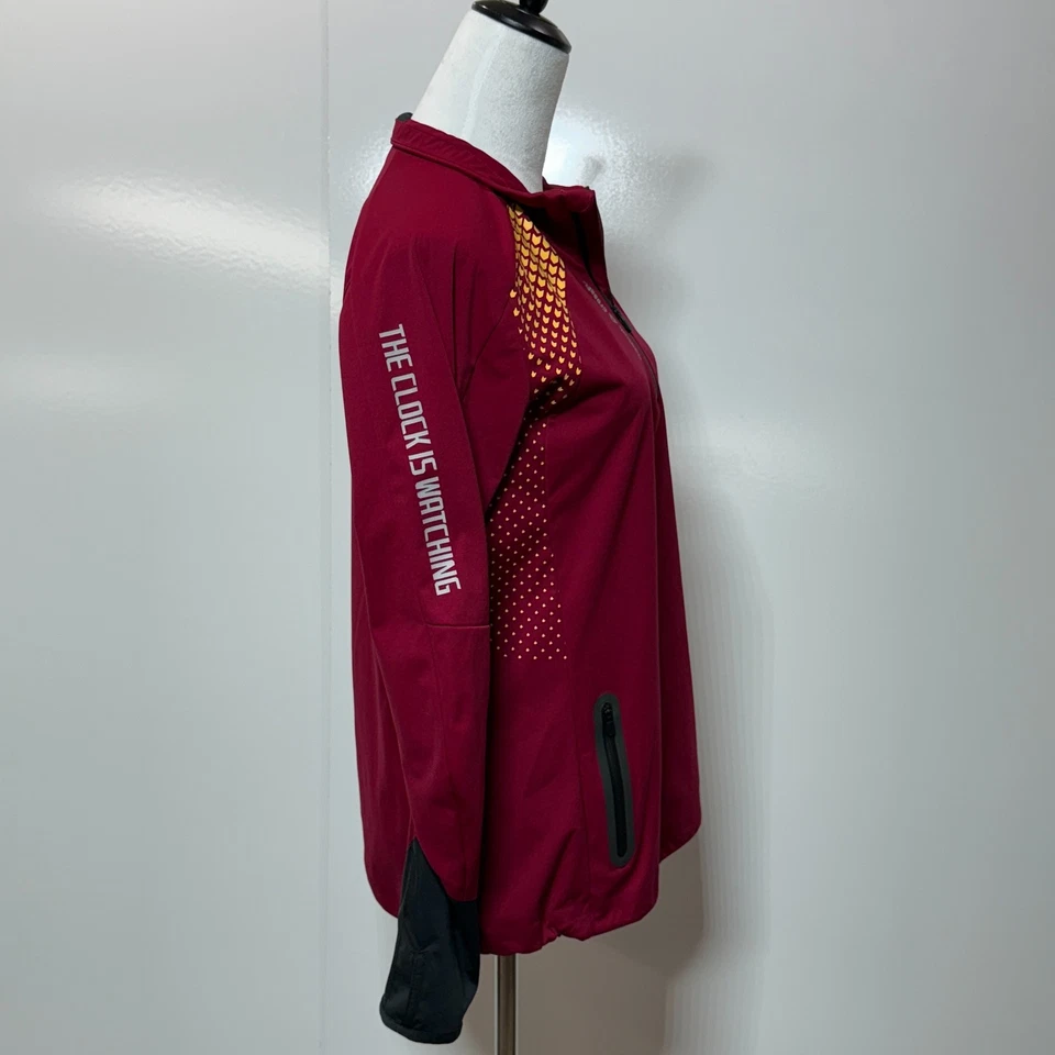 Top Reebok Crossfit Mujer Mediano Rojo Amarillo 1/4 Cremallera Pullover Ropa Activa Camisa Foto 4 de 4